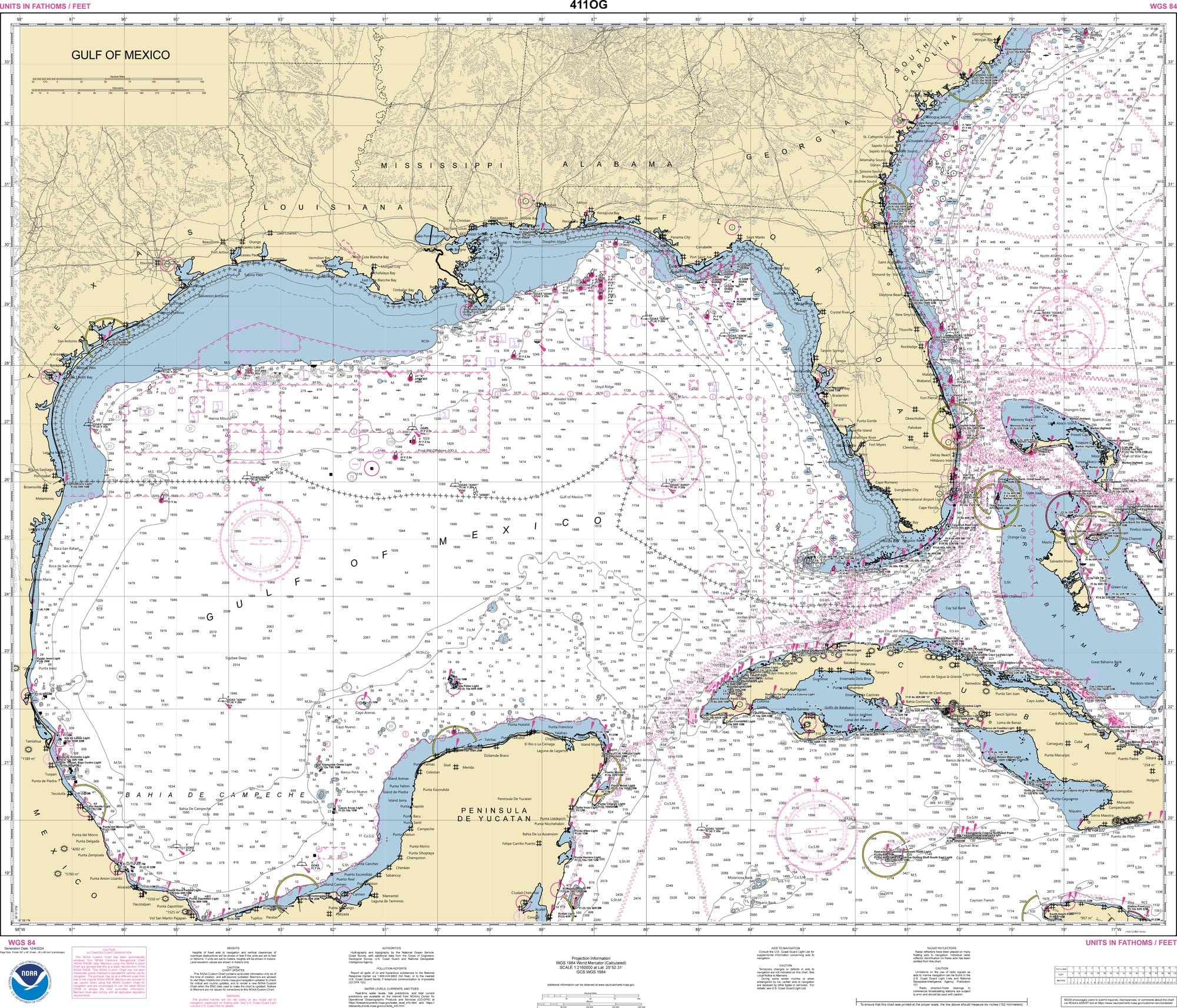 NOAA Nautical Chart 411: Gulf of Mexico