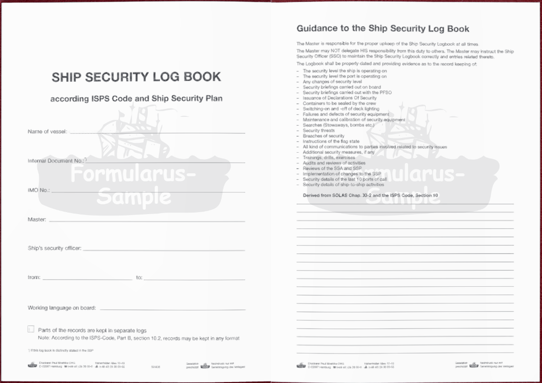 Ship Security Logbook / ISPS Logbook