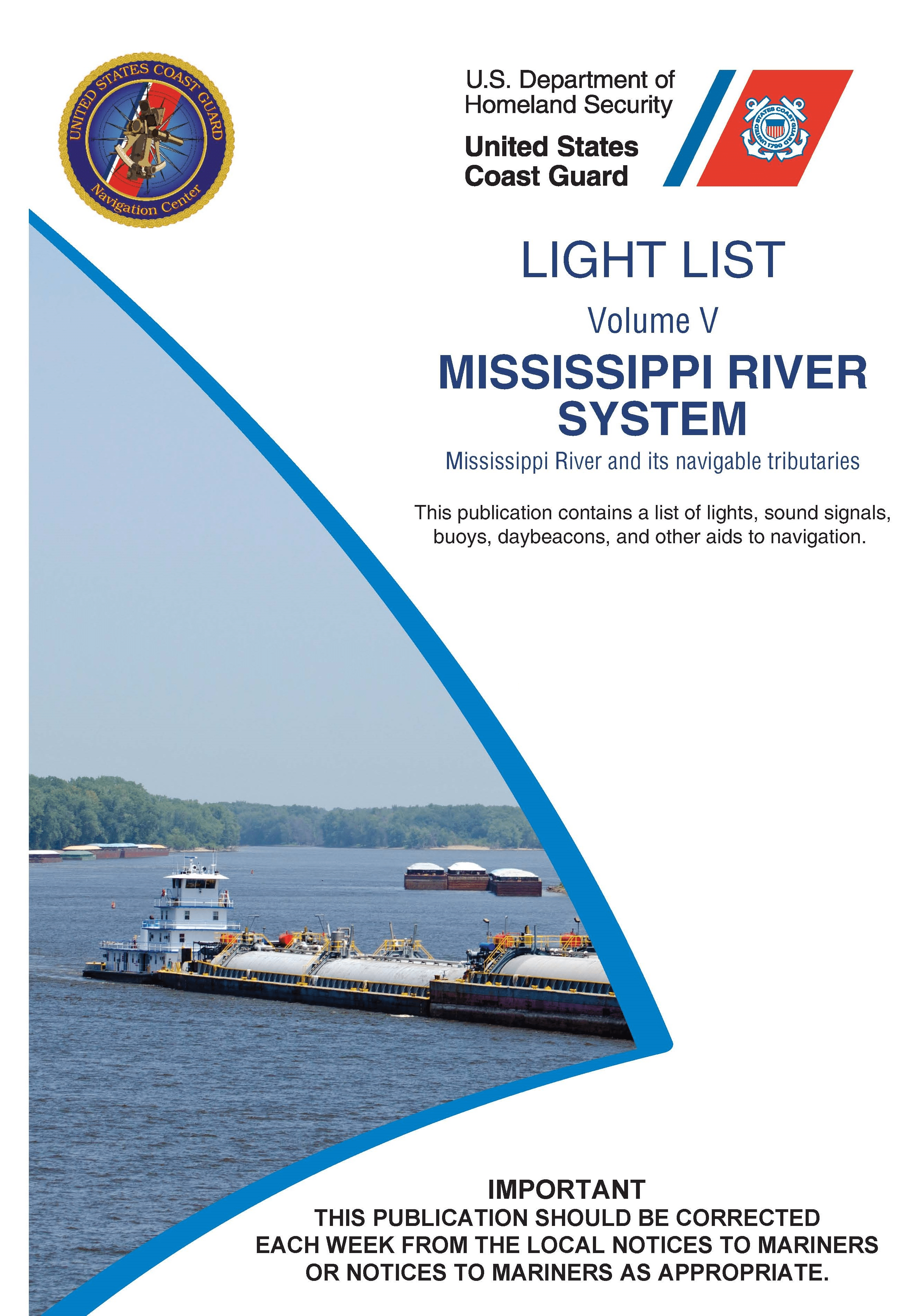 USCG Light List 5: Mississippi River System, 2025 Edition