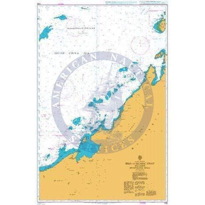 British Admiralty Nautical Chart 1338: Seria to Balabac Strait including Investigator Shoal