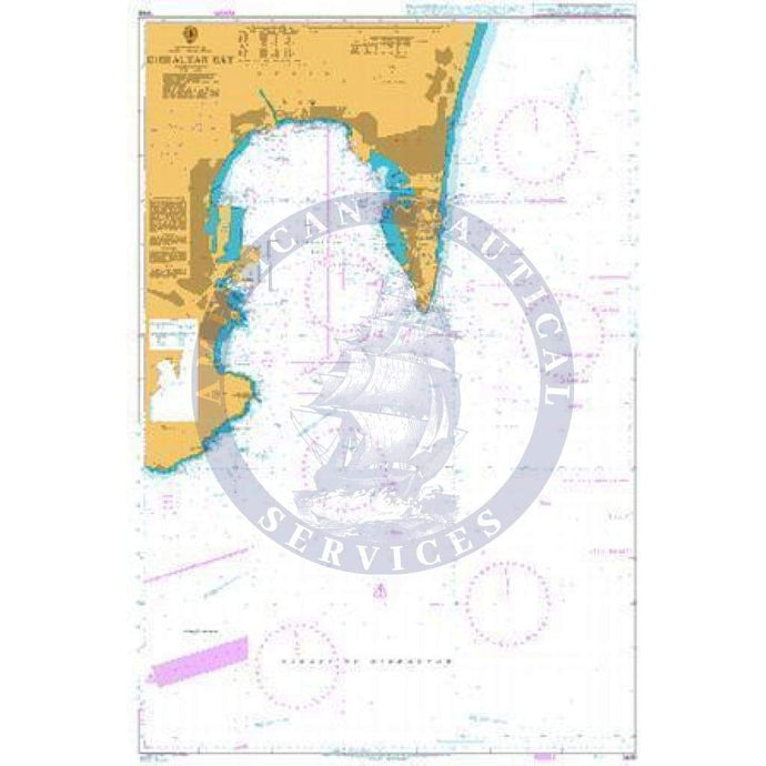 British Admiralty Nautical Chart 1448: Mediterranean Sea, Gibraltar Bay