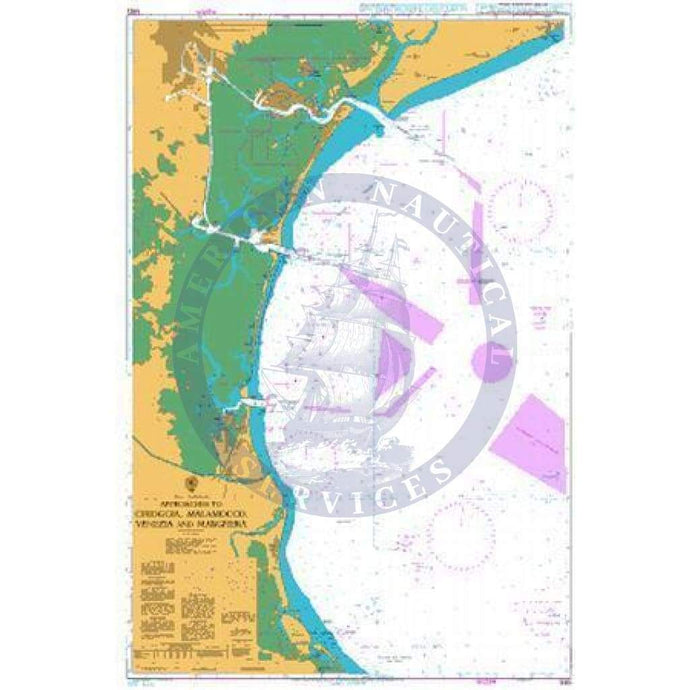 British Admiralty Nautical Chart 1483: Italy - East Coast, Approaches to Chioggia, Malamocco, Venezia and Marghera