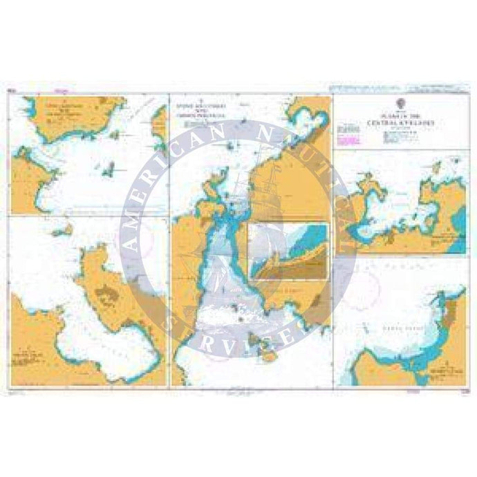 British Admiralty Nautical Chart 1539: Greece, Plans in the Central Kykládes