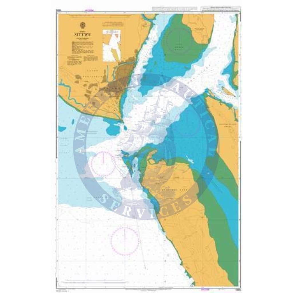 British Admiralty Nautical Chart 1885: Sittwe