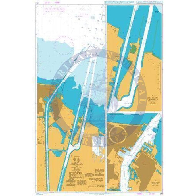 British Admiralty Nautical Chart 240: Approaches to Port Said (Bur Sa`id)