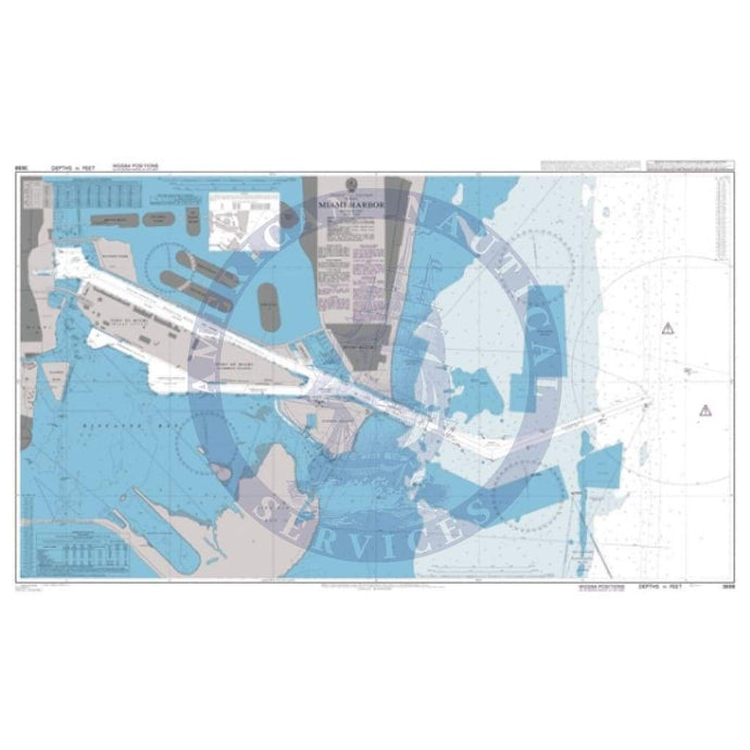 British Admiralty Nautical Chart 3698: United States - East Coast, Florida, Miami Harbor