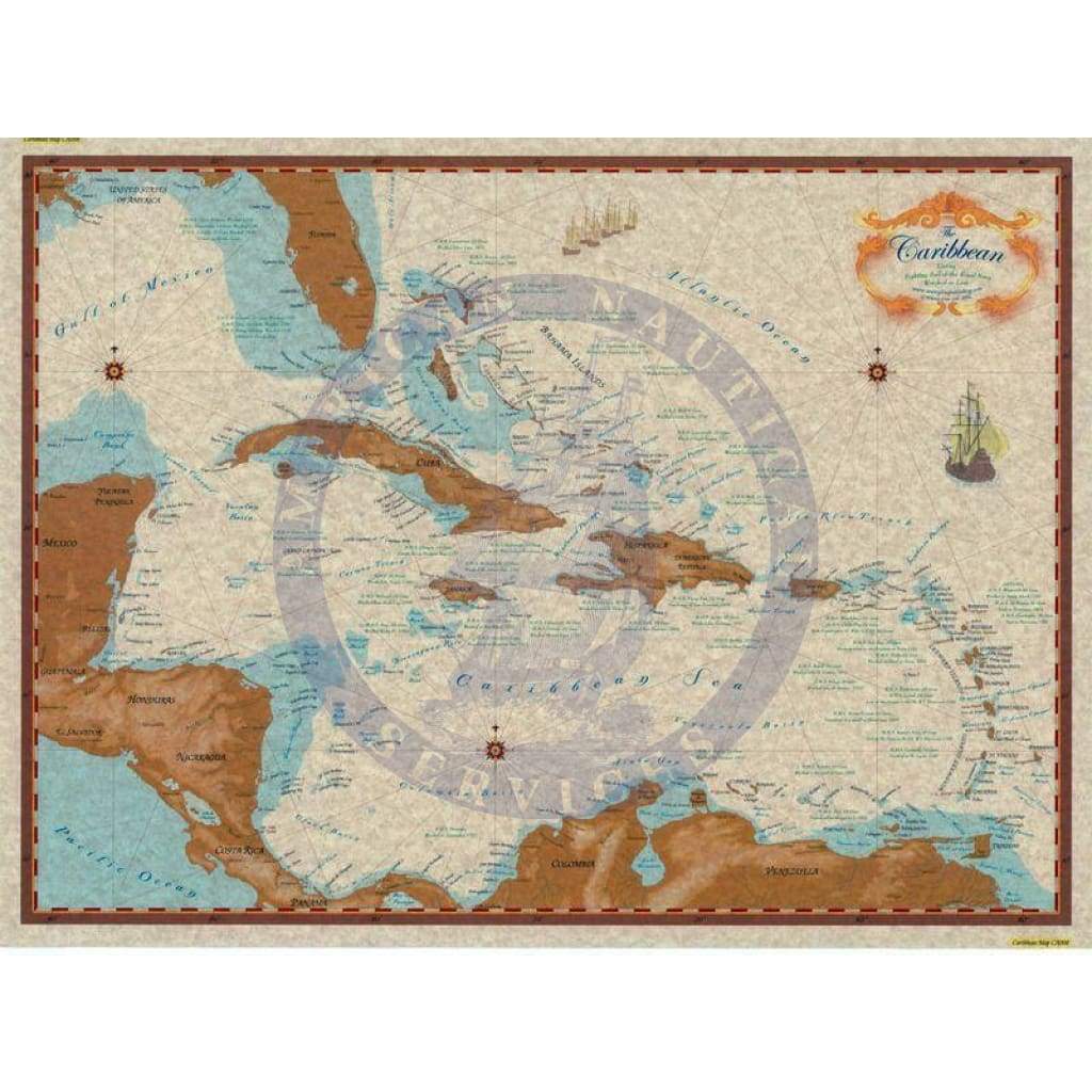 Caribbean Map Decorative 18 X 24 Amnautical   Caribbean Map Decorative 18 X 24 14259220873316.progressive 