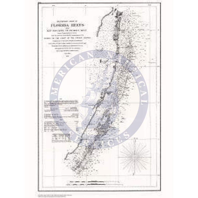 Historical Nautical Chart CPNO29C: FL, Florida Reefs From Key Biscayne To Pickles Reef Year 1856