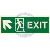 Marine Direction Sign: EXIT + Running man symbol + Arrow diagonally up ...