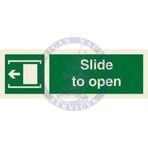 Marine Direction Sign: Slide to open + Arrow and symbol to left ...