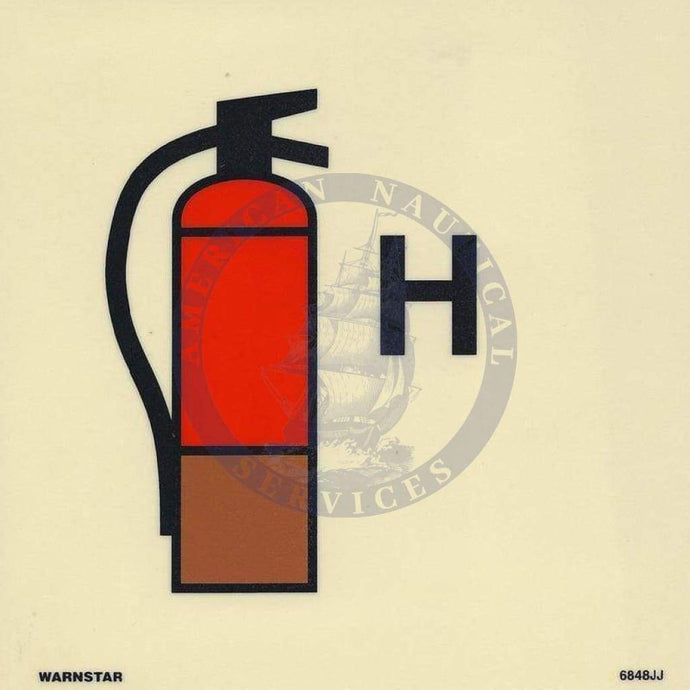 Marine Fire Sign, IMO Fire Control Symbol: Halon Fire Extinguisher