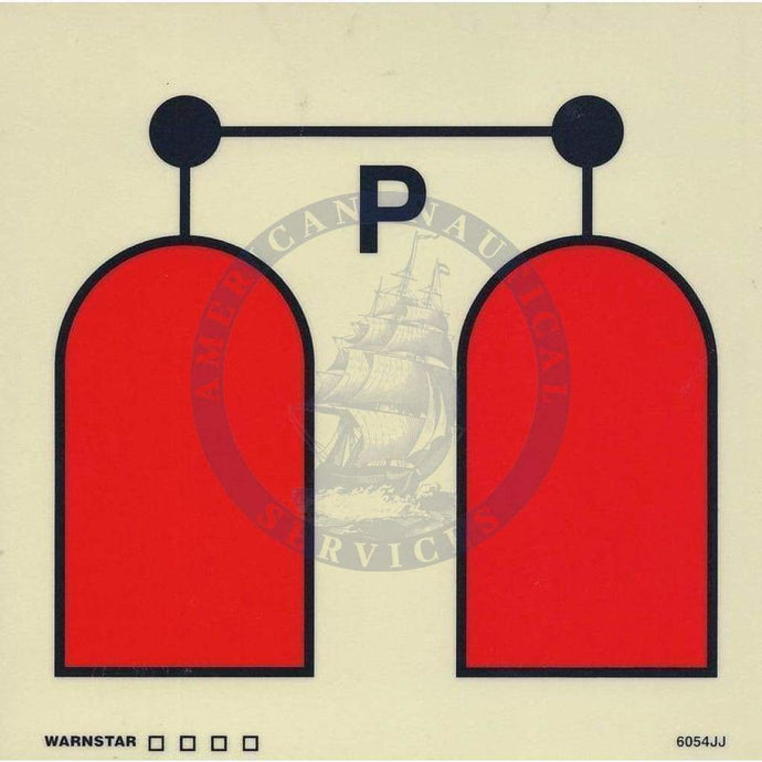 Marine Fire Sign, IMO Fire Control Symbol: Powder Release Station