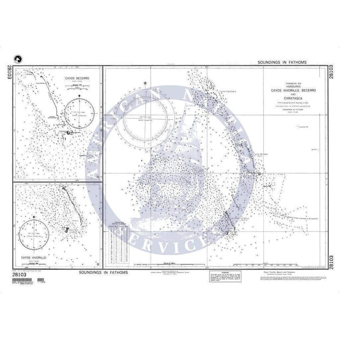 NGA Nautical Chart 28103: Cayos Vivorillo, Becerro and Caratasca