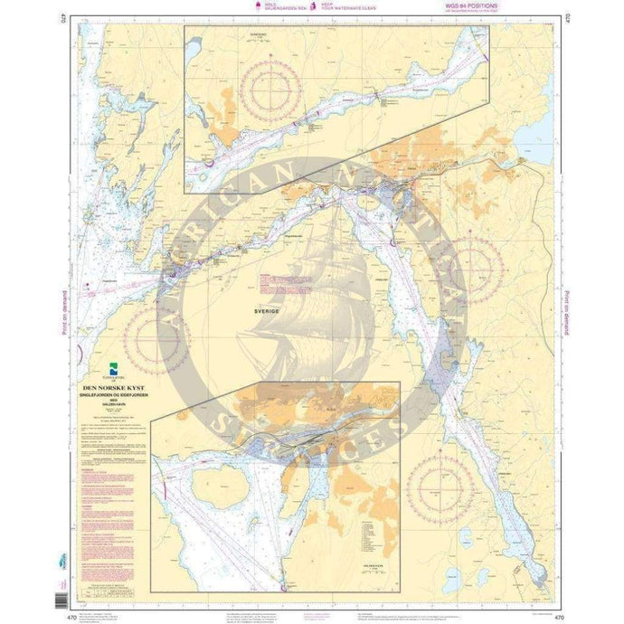 NHS Chart 470: Singlefjorden, Iddefjorden med Halden havn