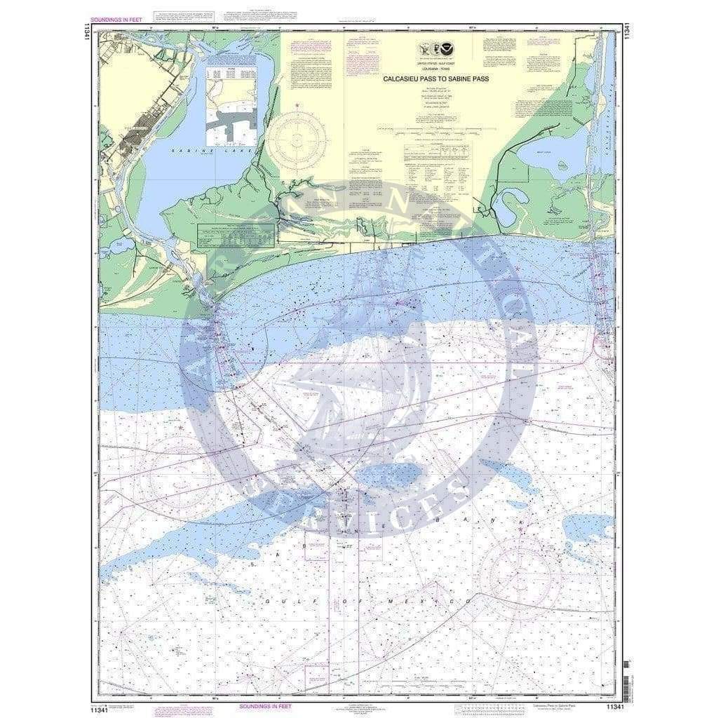 NOAA Nautical Chart 11341: Calcasieu Pass to Sabine Pass