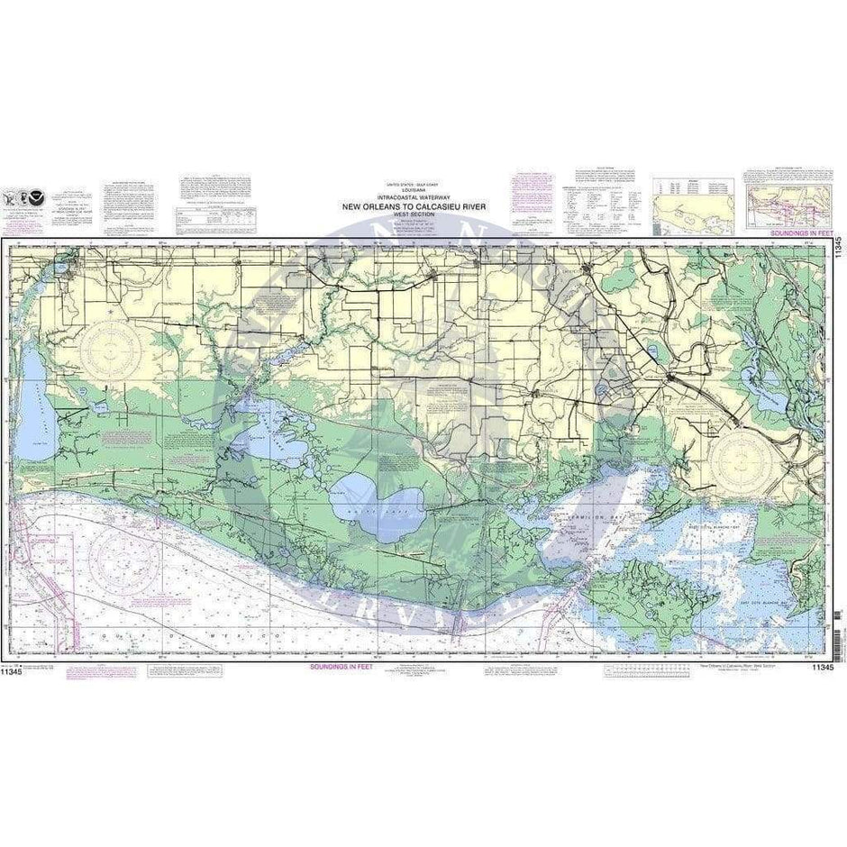 Noaa Nautical Chart 11345 Intracoastal Waterway New Orleans To Calcas Amnautical 5955