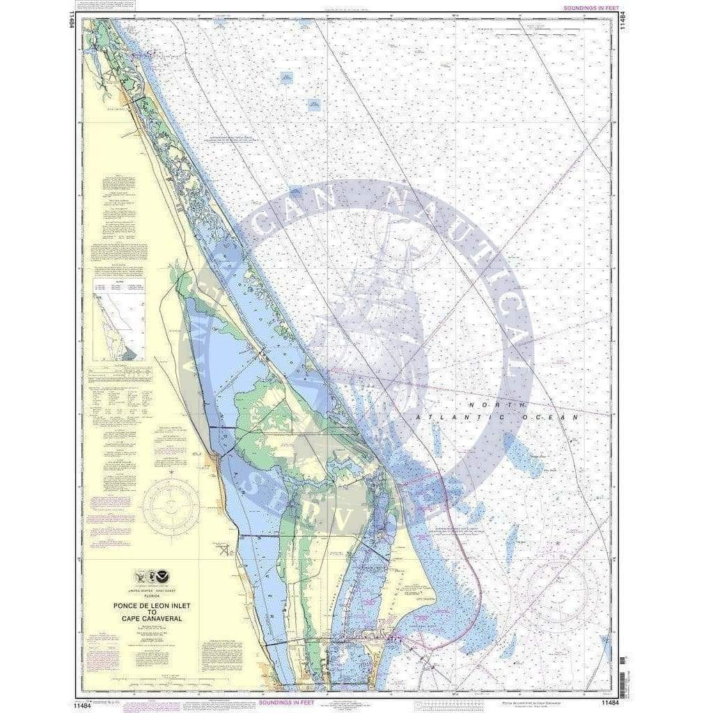 NOAA Nautical Chart 11484: Ponce de Leon Inlet to Cape Canaveral