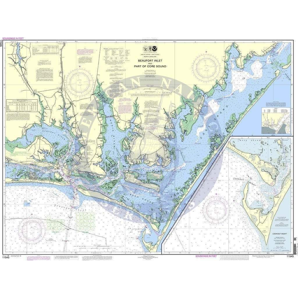 NOAA Nautical Chart 11545: Beaufort Inlet and Part of Core Sound; Lookout Bight