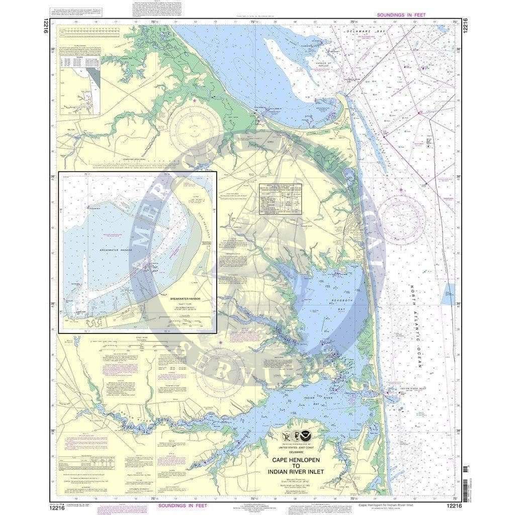 NOAA Nautical Chart 12216: Cape Henlopen to Indian River Inlet;Breakwater Harbor