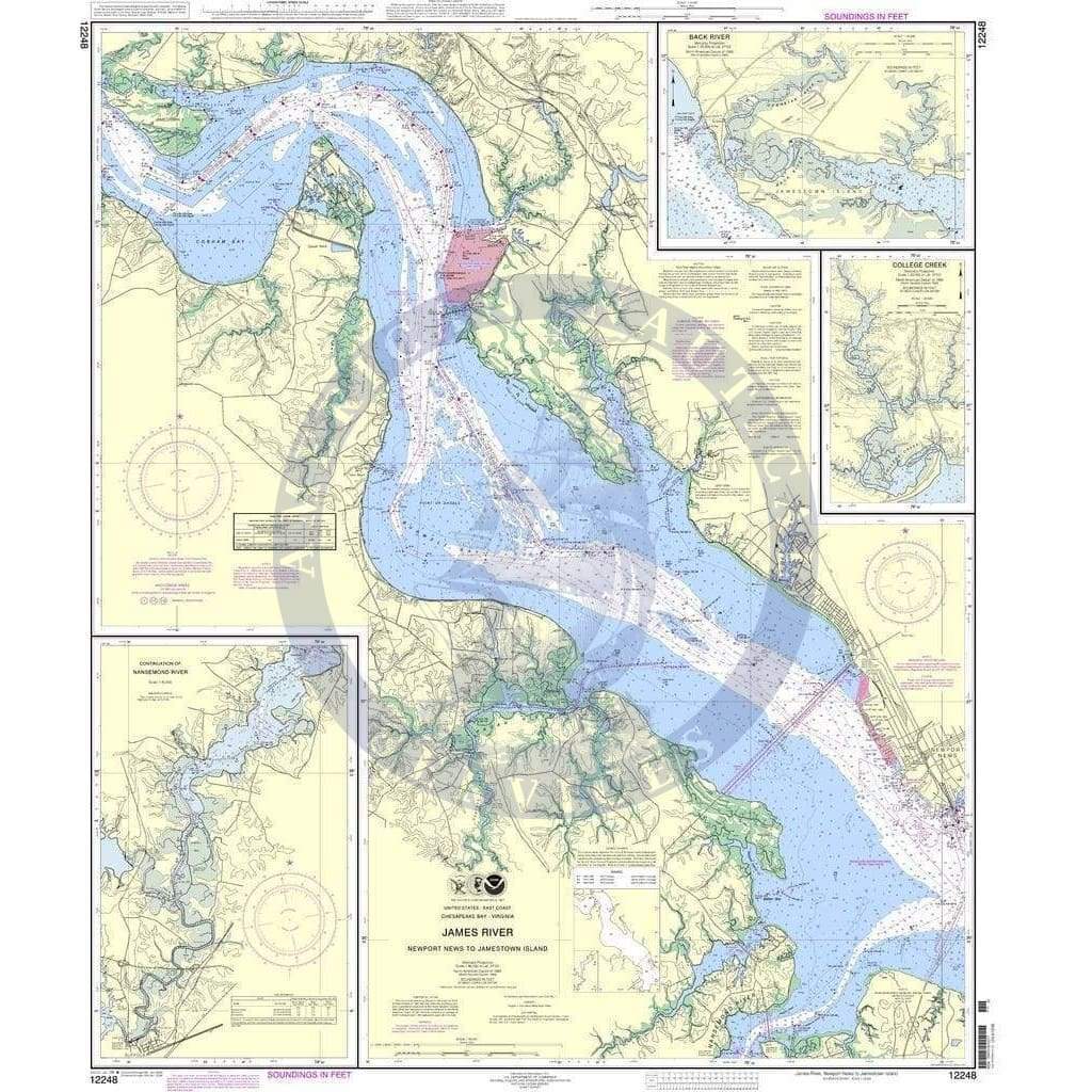 NOAA Newport News Chart 12248: James River Newport News to Jamestown