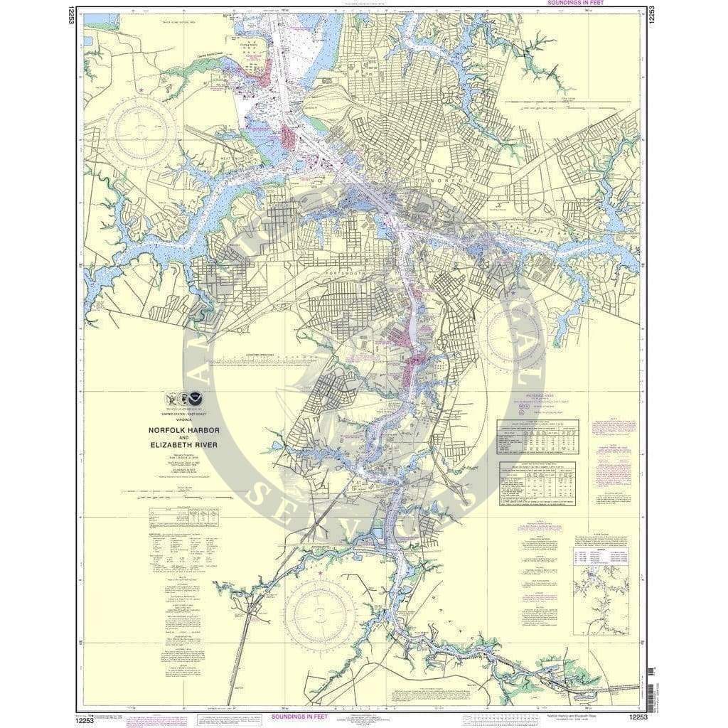 NOAA Nautical Chart 12253: Norfolk Harbor and Elizabeth River