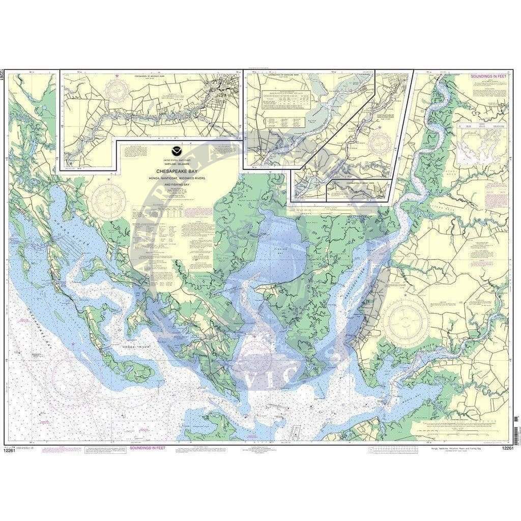 NOAA Nautical Chart 12261: Chesapeake Bay Honga, Nanticoke, Wicomico Rivers and Fishing Bay