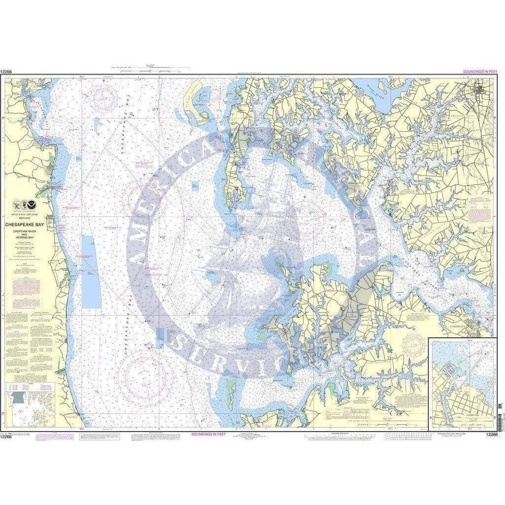 NOAA Nautical Chart 12266: Chesapeake Bay Choptank River and Herring Bay; Cambridge