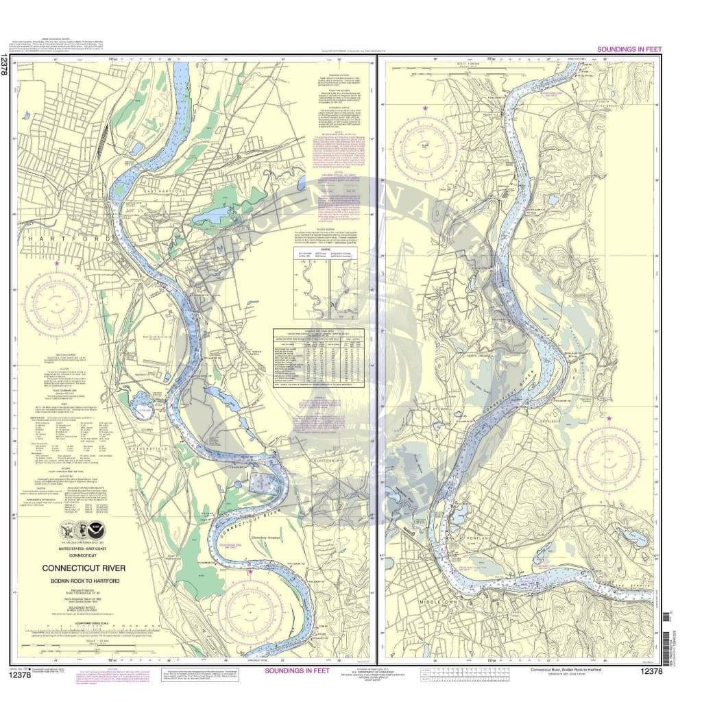 NOAA Nautical Chart 12378: Connecticut River Bodkin Rock to Hartford