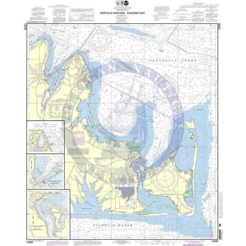 NOAA Nautical Chart 13238: Martha's Vineyard Eastern Part;Oak Bluffs Harbor;Vineyard Haven Harbor;Edgartown Harbor