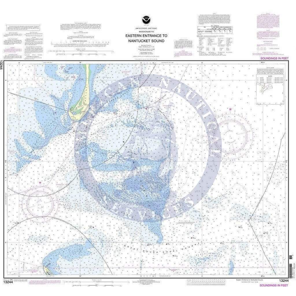 NOAA Nautical Chart 13244: Eastern Entrance to Nantucket Sound