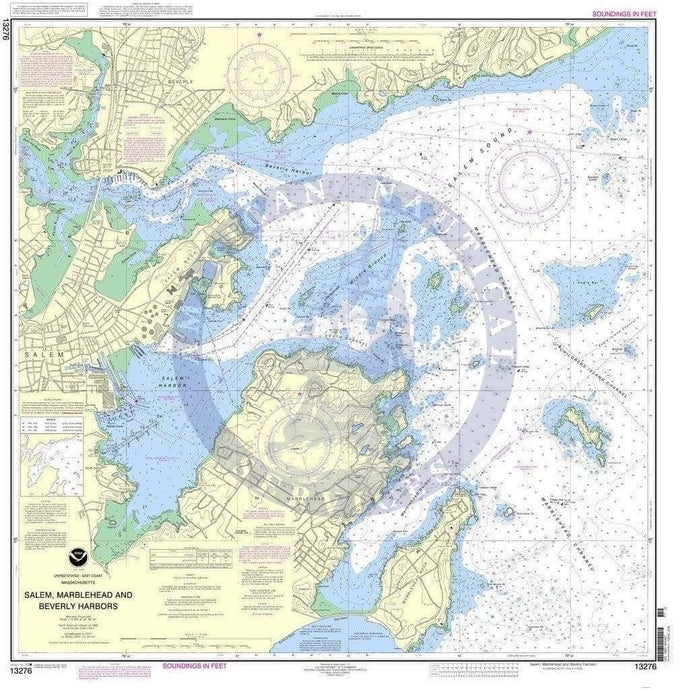 NOAA Nautical Chart 13276: Salem, Marblehead and Beverly Harbors