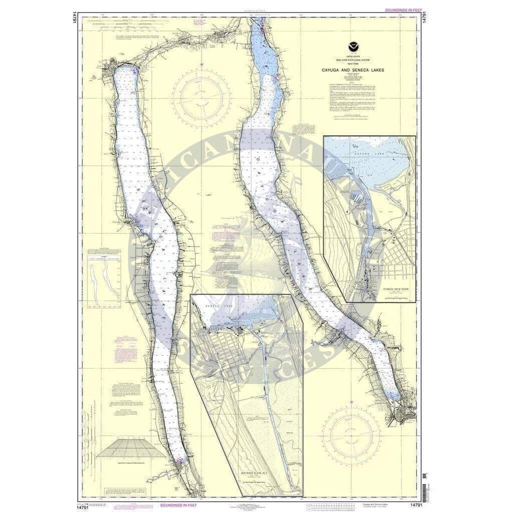 NOAA Nautical Chart 14791: Cayuga and Seneca Lakes;Watkins Glen;Ithaca