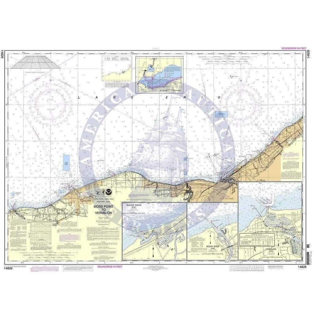 NOAA Nautical Chart 14826: Moss Point to Vermilion;Beaver Creek;Vermilion Harbor;Rocky River