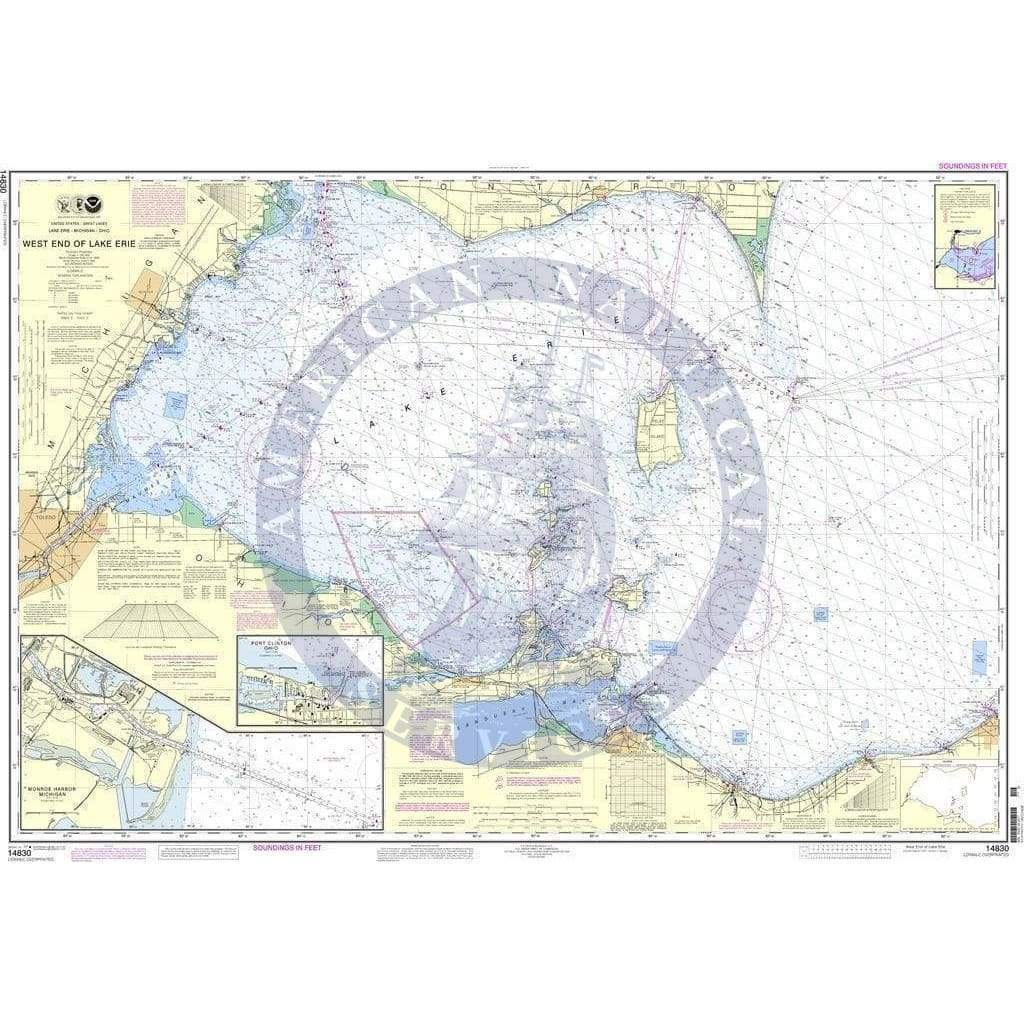 NOAA Nautical Chart 14830: West End of Lake Erie; Port Clinton Harbor; Monroe Harbor; Lorain to Detriot River; Vermilion