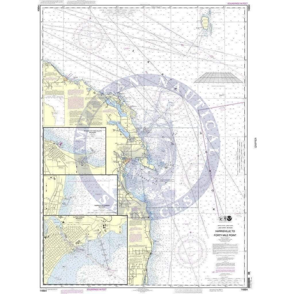 NOAA Nautical Chart 14864: Harrisville to Forty Mile Point;Harrisville Harbor;Alpena;Rogers City and Calcite