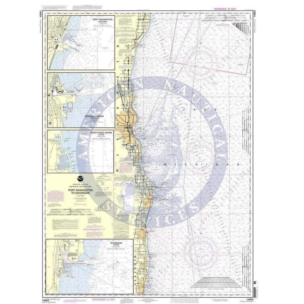 NOAA Nautical Chart 14904: Port Washington to Waukegan;Kenosha;North Point Marina;Port Washington;Waukegan