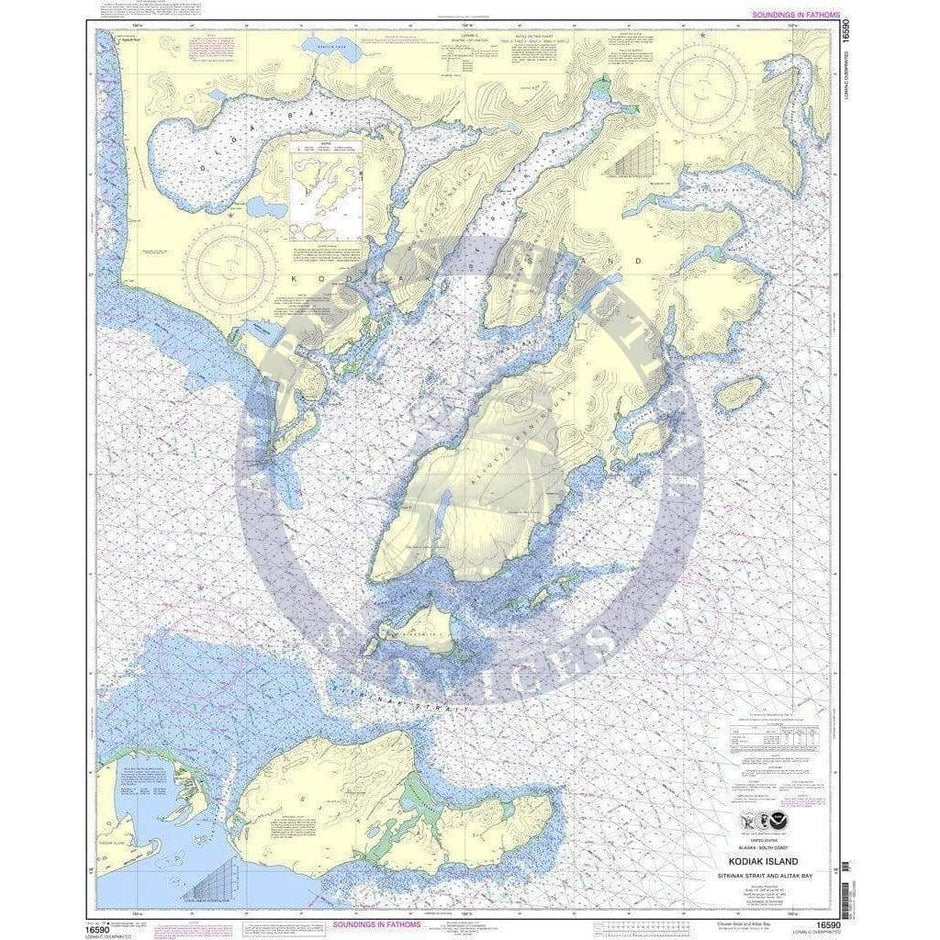 NOAA Nautical Chart 16590: Kodiak Island Sitkinak Strait and Alitak Ba ...