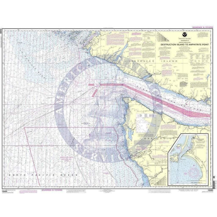 NOAA Nautical Chart 18480: Approaches to Strait of Juan de Fuca Destruction lsland to Amphitrite Point