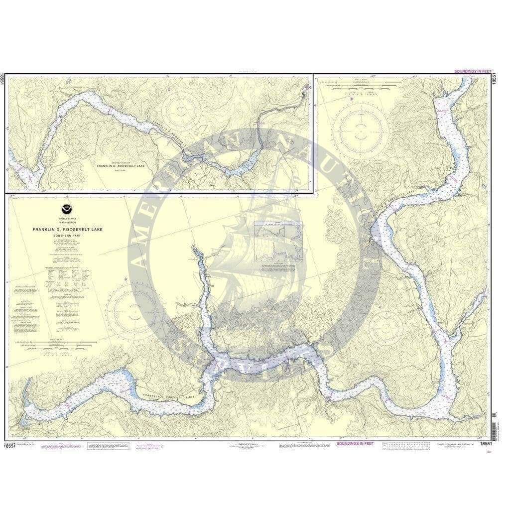 NOAA Nautical Chart 18551: FRANKLIN D. ROOSEVELT LAKE Southern part