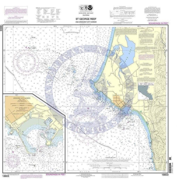 NOAA Nautical Chart 18603: St. George Reef and Crescent City Harbor;Crescent City Harbor