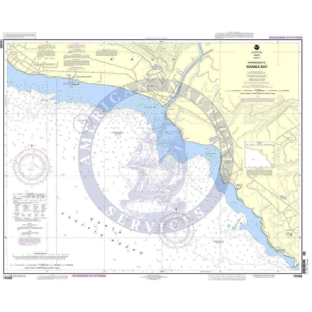 NOAA Nautical Chart 19386: Kaua'i Approaches to Waimea Bay