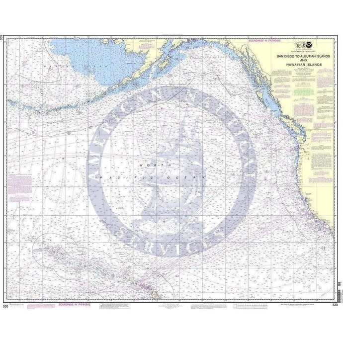 NOAA Nautical Chart 530: North America West Coast San Diego to Aleutian Islands and Hawai'ian Islands