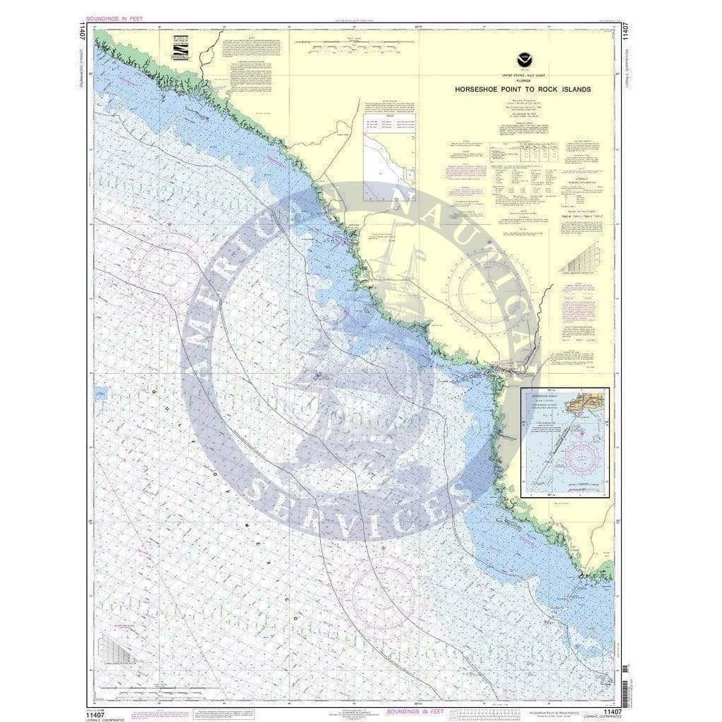 NOAA Nautical Chart11407: Horseshoe Point to Rock Islands;Horseshoe Beach