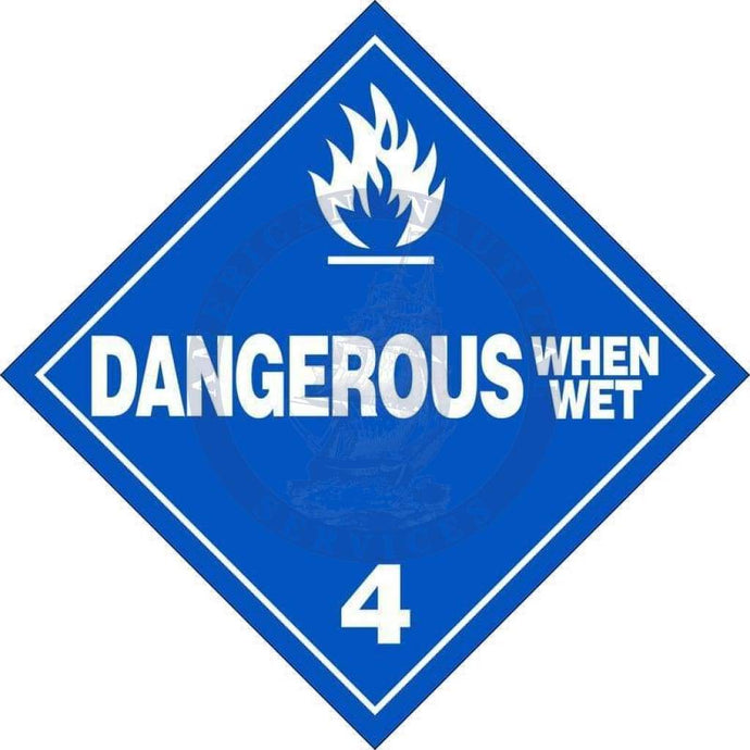 Placard Class 4.3: Dangerous When Wet, Domestic Standard Worded